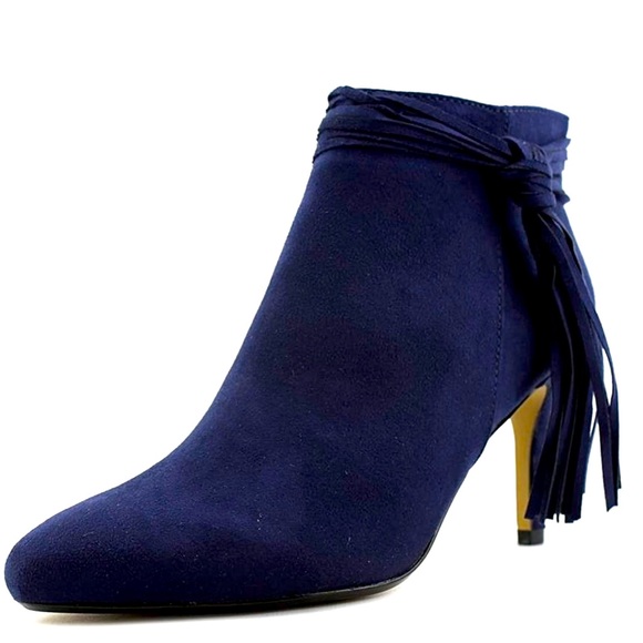 Thalia Sodi Altaf Navy Tassel Booties Blue Suede Shoes Ankle Boot NIB Faux Suede - Picture 1 of 6